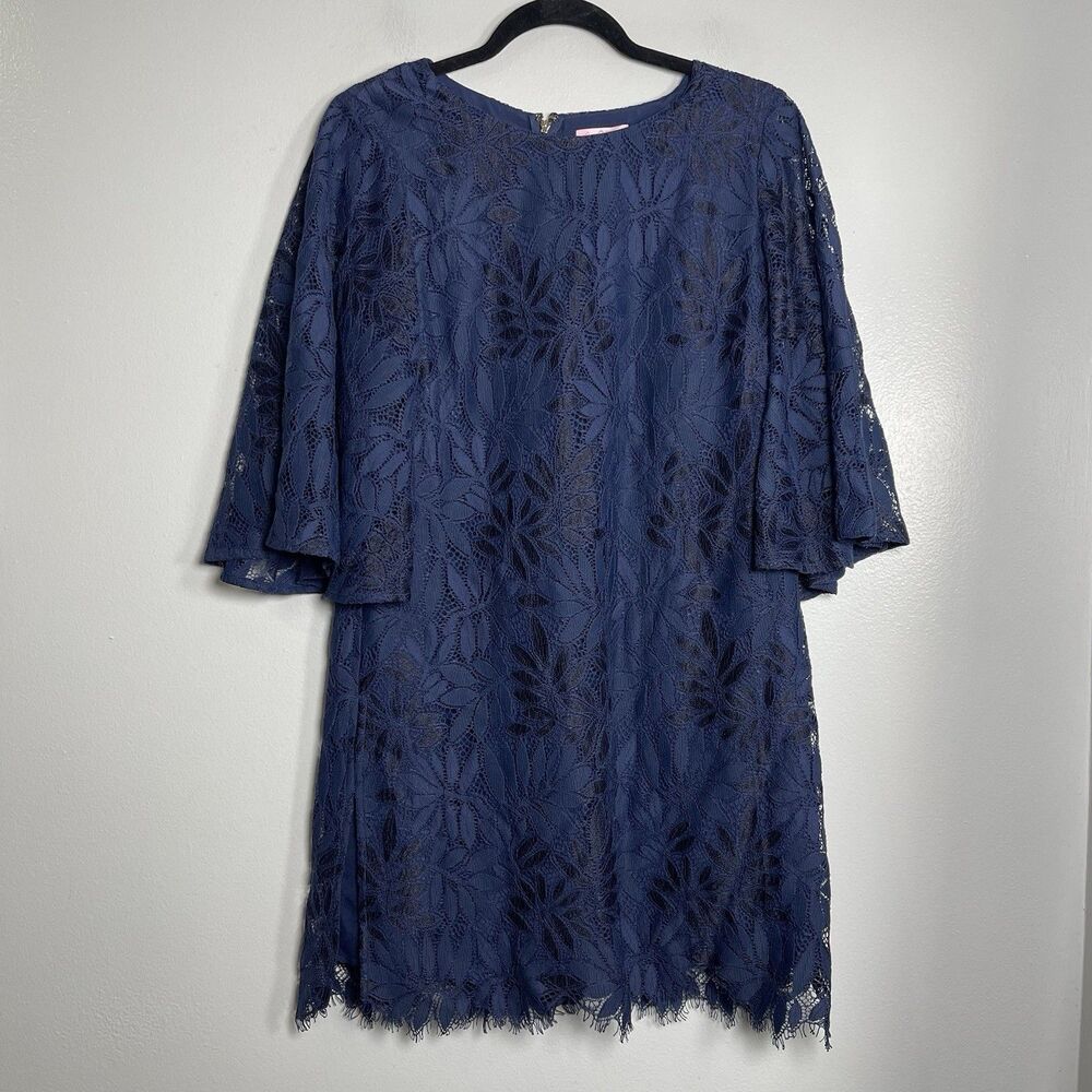 LILLY PULITZER Jackelin Romper Size 12 Navy Blue NEW Lace Preppy Party Beach